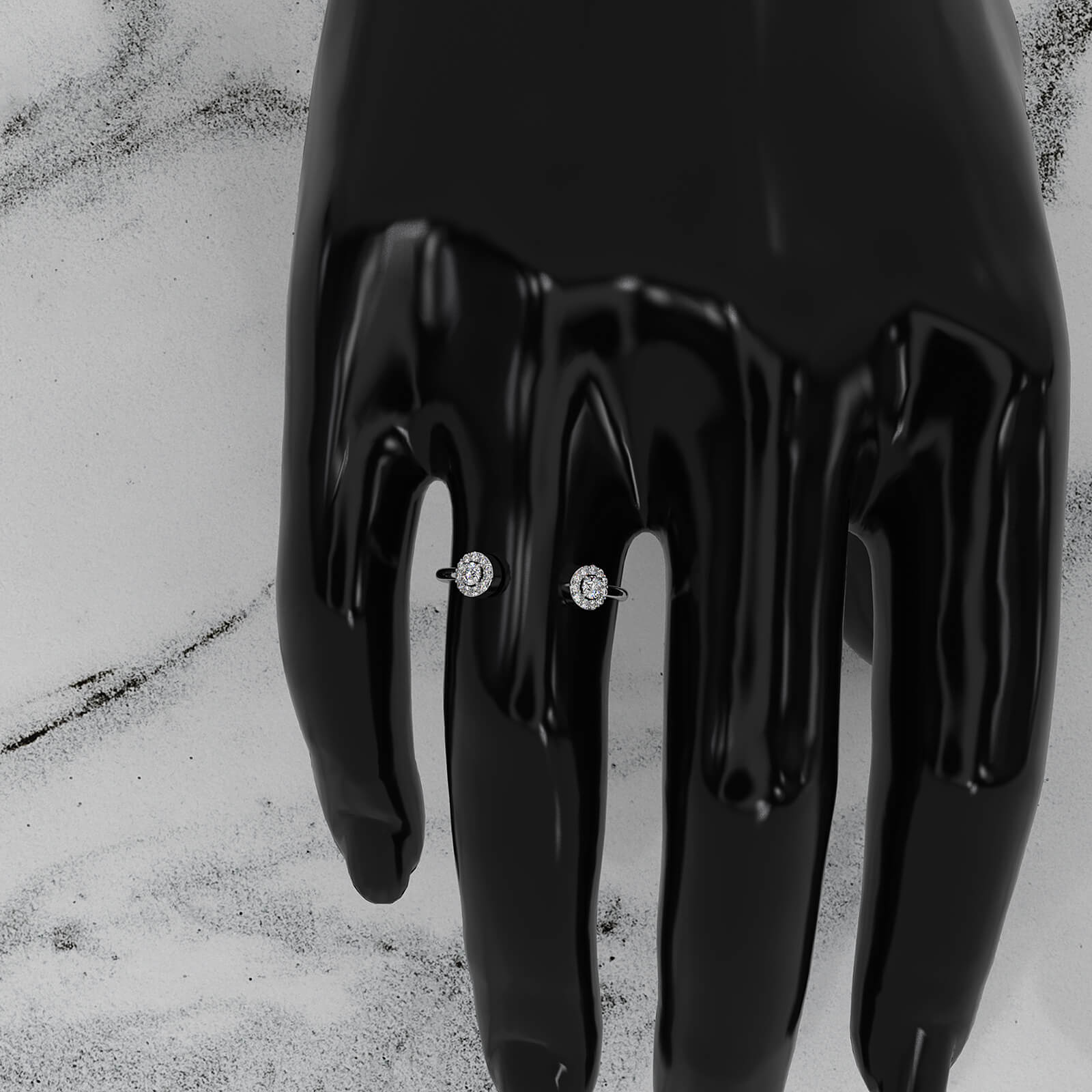 Women's Thin Round Lab Diamond Open Cuff Fashion Ring 0.14ctw.